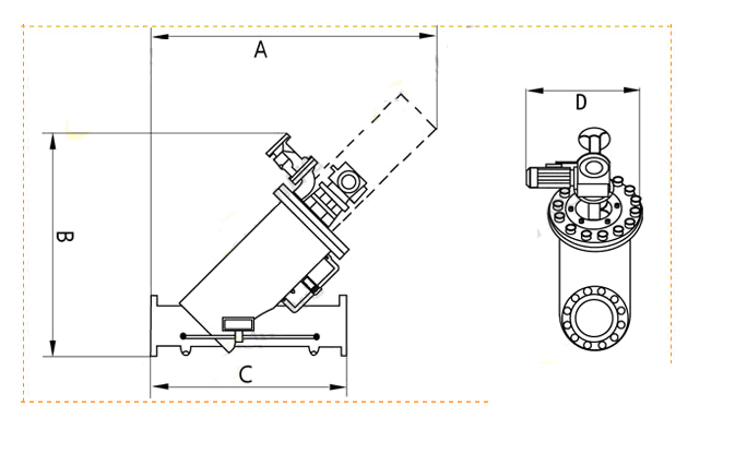 直通式自动清洗过滤罐全自动尺寸图